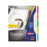 Clear Easy View Plastic Dividers With Multicolored Tabs And Sheet Protector, 5-tab, 11 X 8.5, Clear, 1 Set