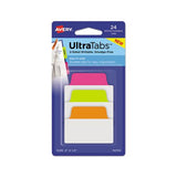 Ultra Tabs Repositionable Standard Tabs, 1-5-cut Tabs, Assorted Neon, 2" Wide, 24-pack