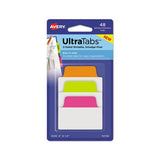 Ultra Tabs Repositionable Standard Tabs, 1-5-cut Tabs, Assorted Neon, 2" Wide, 48-pack