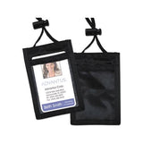 Id Badge Holder W-convention Neck Pouch, Vertical, 2 3-4 X 3 1-2, Black, 12-pack