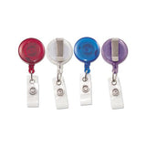 Translucent Retractable Id Card Reel, 34" Extension, Assorted Colors, 4-pack