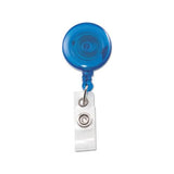 Translucent Retractable Id Card Reel, 34" Extension, Blue, 12-pack