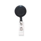 Swivel-back Retractable Id Card Reel, 30" Extension, Black, 12-pack