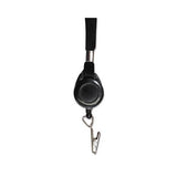 Lanyards With Retractable Id Reels, Clip Style, 34" Long, Black, 12-carton