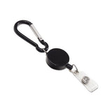 Metal Badge Reel-carabiner Set, 24" Extension, Black, 5-pk