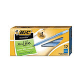 Round Stic Xtra Life Stick Ballpoint Pen, 1 Mm, Blue Ink, Translucent Blue Barrel, Dozen