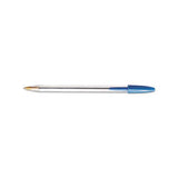 Cristal Xtra Smooth Stick Ballpoint Pen, 1mm, Blue Ink, Clear Barrel, Dozen
