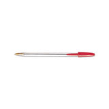Cristal Xtra Smooth Stick Ballpoint Pen, 1mm, Red Ink, Clear Barrel, Dozen