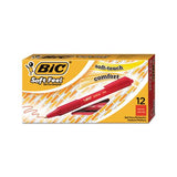 Soft Feel Retractable Ballpoint Pen, Medium 1mm, Red Ink-barrel, Dozen