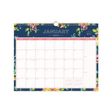 Day Designer Wirebound Wall Calendar, 15 X 12, Navy Floral, 2021