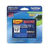 Tze Standard Adhesive Laminated Labeling Tapes, 0.47" X 26.2 Ft, Black On Clear, 2-pack