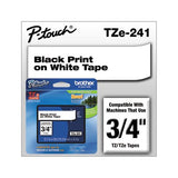 Tze Standard Adhesive Laminated Labeling Tape, 0.7" X 26.2 Ft, Black On White
