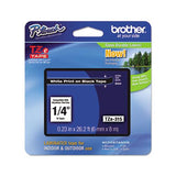 Tze Standard Adhesive Laminated Labeling Tape, 0.23" X 26.2 Ft, White On Black