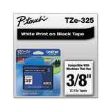 Tze Standard Adhesive Laminated Labeling Tape, 0.35" X 26.2 Ft, White On Black