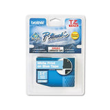 Tze Standard Adhesive Laminated Labeling Tape, 0.7" X 26.2 Ft, White On Blue
