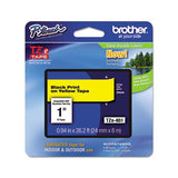 Tze Standard Adhesive Laminated Labeling Tape, 0.94" X 26.2 Ft, Black On Yellow