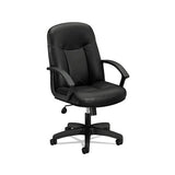 Hvl601 Series Executive High-back Leather Chair, Supports Up To 250 Lbs., Black Seat-black Back, Black Base