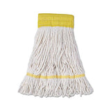 Super Loop Wet Mop Head, Cotton-synthetic Fiber, 5" Headband, Small Size, White, 12-carton