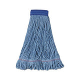 Super Loop Wet Mop Head, Cotton-synthetic Fiber, 5" Headband, X-large Size, Blue, 12-carton