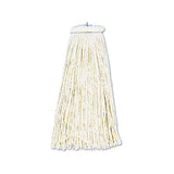 Cut-end Lie-flat Wet Mop Head, Cotton, 16oz, White, 12-carton