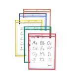 Reusable Dry Erase Pockets, 9 X 12, Assorted Primary Colors, 10-pack