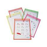 Reusable Dry Erase Pockets, 9 X 12, Assorted Neon Colors, 10-pack