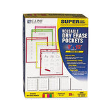 Reusable Dry Erase Pockets, 9 X 12, Assorted Neon Colors, 25-box