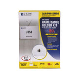 Name Badge Kits, Top Load, 3 1-2 X 2 1-4, Clear, Combo Clip-pin, 50-box