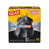 Forceflexplus Drawstring Large Trash Bags, 30 Gal, 1.05 Mil, 30" X 32", Black, 70-box
