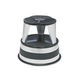 Kik-step Steel Step Stool, 2-step, 350 Lb Capacity, 16" Dia. X 14.25h, Silvertone