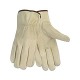 Economy Leather Driver Gloves, Large, Beige, Pair