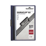 Vinyl Duraclip Report Cover W-clip, Letter, Holds 60 Pages, Clear-navy, 25-box