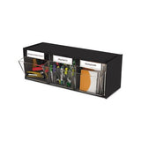 Tilt Bin Interlocking Multi-bin Storage Organizer, 3 Sections, 23.63" X 7.75" X 9.5", Black-clear