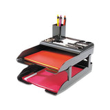 Corporate Desk Tray Set, 2 Sections, Letter To Legal Size Files, 10" X 13.63" X 2.25", Black, Set