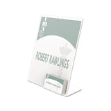Superior Image Slanted Sign Holder With Business Card Holder, 8.5w X 4.5d X 11h, Clear