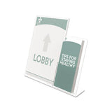 Superior Image Slanted Sign Holder With Side Pocket, 13.5w X 4.25d X 10.88h, Clear