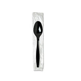 Individually Wrapped Teaspoons, Plastic, Black 1,000-carton