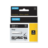 Rhino Permanent Vinyl Industrial Label Tape, 0.5" X 18 Ft, Black-white Print