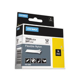 Rhino Flexible Nylon Industrial Label Tape, 0.75" X 11.5 Ft, White-black Print