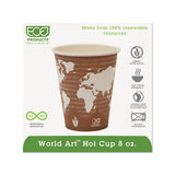 World Art Renewable Compostable Hot Cups, 8 Oz., 50-pk, 20 Pk-ct