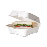 Renewable And Compostable Sugarcane Clamshells, 6 X 6 X 3, 50-pack, 10 Packs-carton