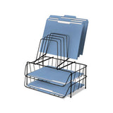 Wire Double Tray With Step File Sorter, 8 Sections, Letter Size Files, 13.88" X 10.13" X 14", Black