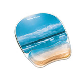 Gel Mouse Pad W-wrist Rest, Photo, 7 7-8 X 9 1-4, Sandy Beach