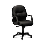Pillow-soft 2090 Series Leather Managerial Mid-back Swivel-tilt Chair, Supports Up To 300 Lbs., Black Seat-back, Black Base