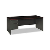 38000 Series Left Pedestal Desk, 72w X 36d X 29.5h, Mahogany-charcoal