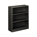 Metal Bookcase, Three-shelf, 34-1-2w X 12-5-8d X 41h, Charcoal