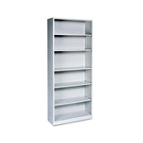 Metal Bookcase, Six-shelf, 34-1-2w X 12-5-8d X 81-1-8h, Light Gray
