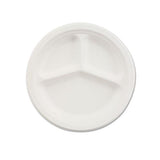 Paper Dinnerware, 3-comp Plate, 9 1-4" Dia, White, 500-carton
