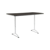 Arc Sit-to-stand Tables, Rectangular Top, 36w X 72d X 30-42h, Gray Walnut-silver