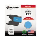 Remanufactured Cyan High-yield Ink, Replacement For Brother Lc75c, 600 Page-yield